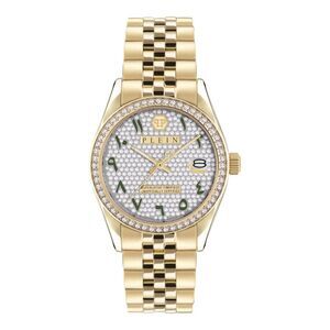 Philipp Plein Date Superlative Crystal Watch Gold Womens
